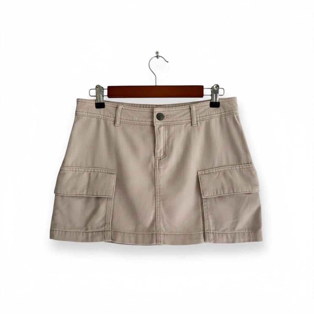 Cotton On Bobbie Cargo Mini Skirt Womens 4 Tan Khaki Cotton Utility Flap Pockets